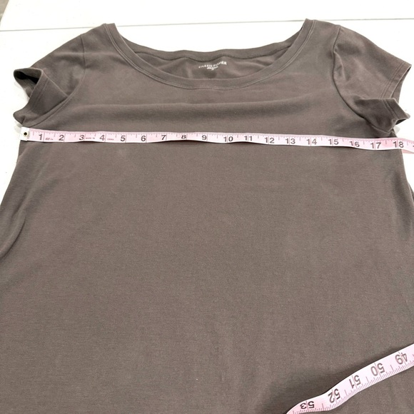 Eileen Fisher Organic Cotton Dress Taupe Ballet Neck Cap Sleeves Women’s Size M - Picture 3 of 12